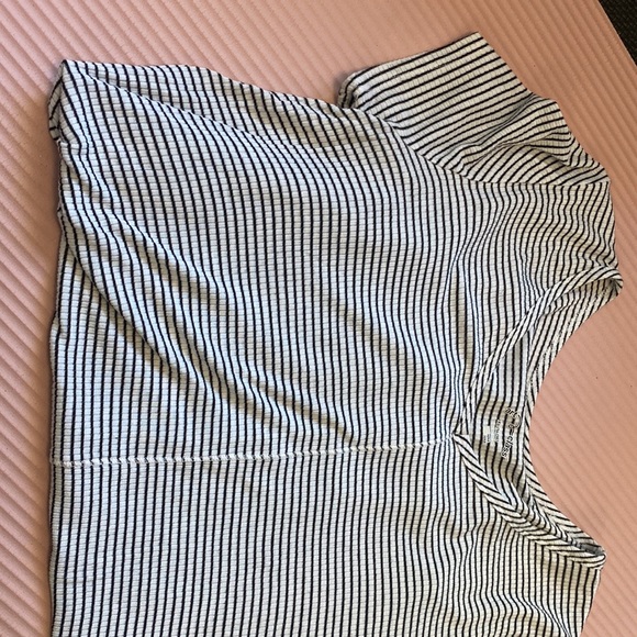 Black and white striped soft v neck blouse - Picture 3 of 6